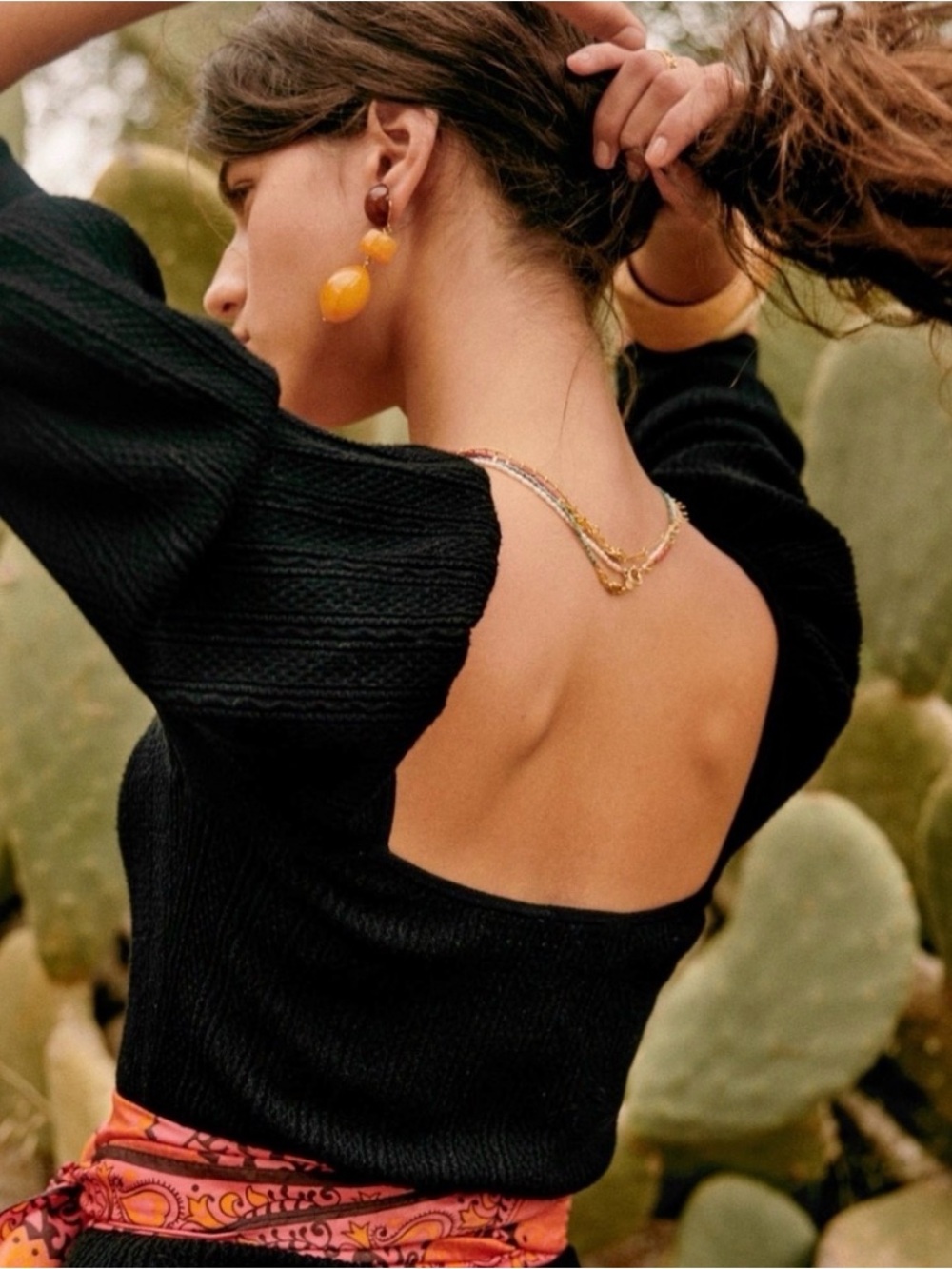 Sezane Black Open-Back Mini Dress